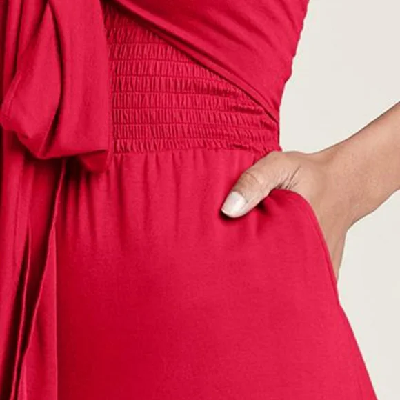 VENUS Red Strapless Jumpsuit - Picture 4 of 14